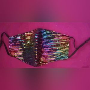 Rainbow Sequin Facemask with Filter, Adult